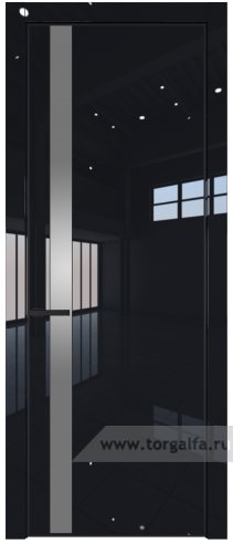 Дверь со стеклом ProfilDoors 18LA Lacobel Серебряный лак с профилем Черный матовый RAL9005 (Черный люкс)