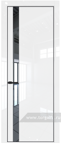 Дверь со стеклом ProfilDoors 18LA Зеркало с профилем Черный матовый RAL9005 (Белый люкс)