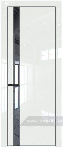 Дверь со стеклом ProfilDoors 18LA Зеркало с профилем Черный матовый RAL9005 ( ДаркВайт люкс)