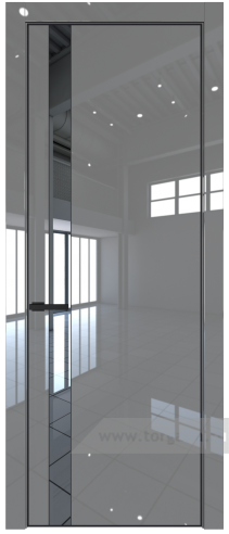 Дверь со стеклом ProfilDoors 18LA Зеркало с профилем Черный матовый RAL9005 (Грей люкс)