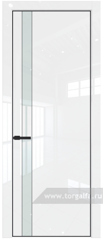 Дверь со стеклом ProfilDoors 18LA Lacobel Белый лак с профилем Черный матовый RAL9005 (Белый люкс)