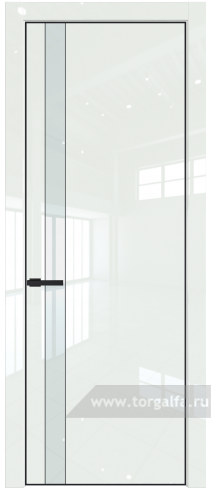 Дверь со стеклом ProfilDoors 18LA Lacobel Белый лак с профилем Черный матовый RAL9005 ( ДаркВайт люкс)