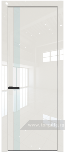 Дверь со стеклом ProfilDoors 18LA Lacobel Белый лак с профилем Черный матовый RAL9005 (Магнолия люкс)