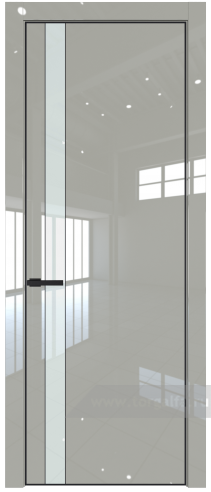 Дверь со стеклом ProfilDoors 18LA Lacobel Белый лак с профилем Черный матовый RAL9005 (Галька люкс)