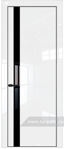 Дверь со стеклом ProfilDoors 18LA Lacobel Черный лак с профилем Черный матовый RAL9005 (Белый люкс)