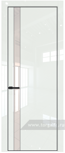 Дверь со стеклом ProfilDoors 18LA Lacobel Перламутровый лак с профилем Черный матовый RAL9005 ( ДаркВайт люкс)