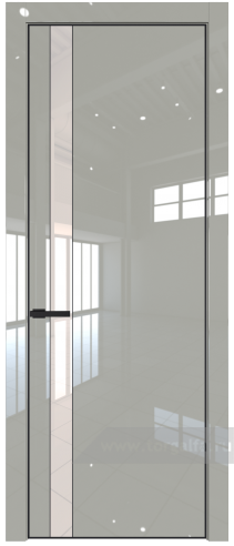 Дверь со стеклом ProfilDoors 18LA Lacobel Перламутровый лак с профилем Черный матовый RAL9005 (Галька люкс)