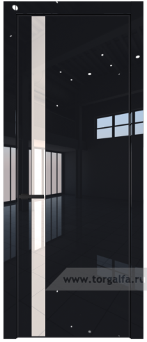 Дверь со стеклом ProfilDoors 18LA Lacobel Перламутровый лак с профилем Черный матовый RAL9005 (Черный люкс)