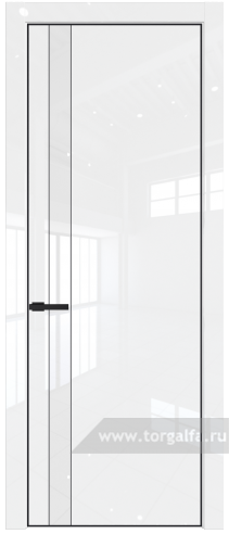 Дверь со стеклом ProfilDoors 18LA Лак классик с профилем Черный матовый RAL9005 (Белый люкс)