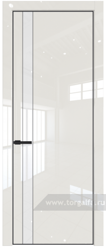 Дверь со стеклом ProfilDoors 18LA Лак классик с профилем Черный матовый RAL9005 (Магнолия люкс)
