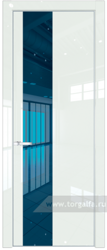 Дверь со стеклом ProfilDoors 19LA Зеркало Blue с профилем Серебро ( ДаркВайт люкс)