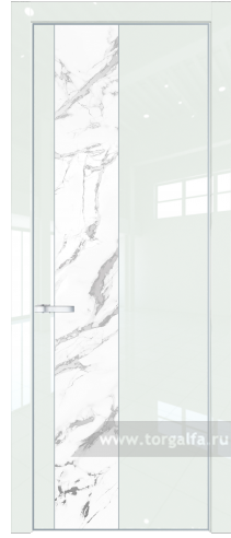 Дверь со стеклом ProfilDoors 19LA Нефи белый узор серебро с профилем Серебро ( ДаркВайт люкс)