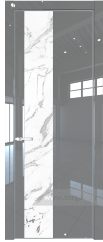 Дверь со стеклом ProfilDoors 19LA Нефи белый узор серебро с профилем Серебро (Грей люкс)
