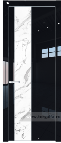 Дверь со стеклом ProfilDoors 19LA Нефи белый узор серебро с профилем Серебро (Черный люкс)