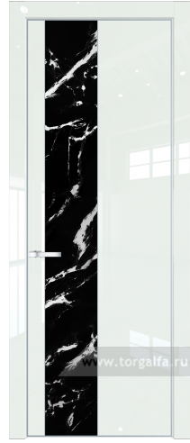 Дверь со стеклом ProfilDoors 19LA Нефи черный узор серебро с профилем Серебро ( ДаркВайт люкс)