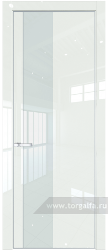 Дверь со стеклом ProfilDoors 19LA Lacobel Белый лак с профилем Серебро ( ДаркВайт люкс)