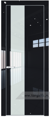 Дверь со стеклом ProfilDoors 19LA Lacobel Белый лак с профилем Серебро (Черный люкс)