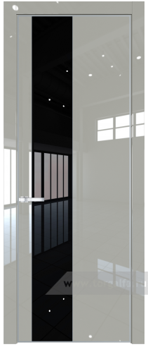 Дверь со стеклом ProfilDoors 19LA Lacobel Черный лак с профилем Серебро (Галька люкс)