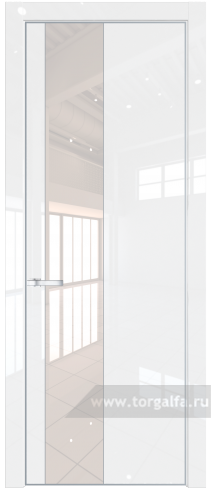 Дверь со стеклом ProfilDoors 19LA Lacobel Перламутровый лак с профилем Серебро (Белый люкс)