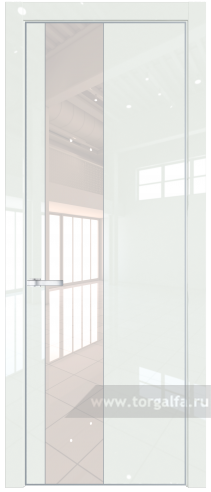 Дверь со стеклом ProfilDoors 19LA Lacobel Перламутровый лак с профилем Серебро ( ДаркВайт люкс)