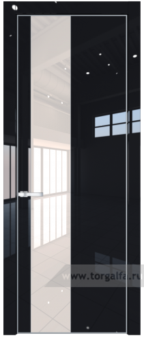 Дверь со стеклом ProfilDoors 19LA Lacobel Перламутровый лак с профилем Серебро (Черный люкс)