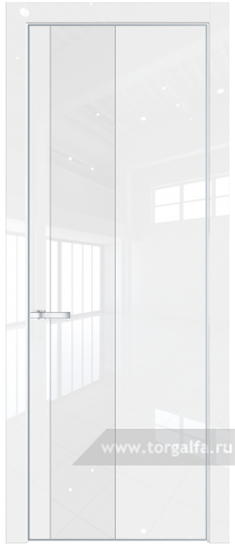 Дверь со стеклом ProfilDoors 19LA Лак классик с профилем Серебро (Белый люкс)