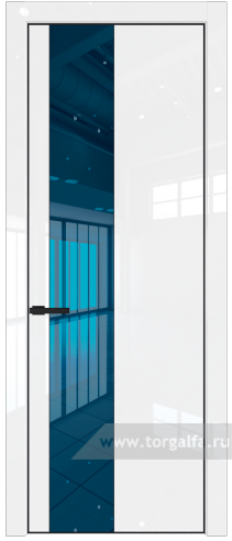 Дверь со стеклом ProfilDoors 19LA Зеркало Blue с профилем Черный матовый RAL9005 (Белый люкс)