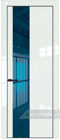 Дверь со стеклом ProfilDoors 19LA Зеркало Blue с профилем Черный матовый RAL9005 ( ДаркВайт люкс)