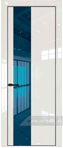 Дверь со стеклом ProfilDoors 19LA Зеркало Blue с профилем Черный матовый RAL9005 (Магнолия люкс)
