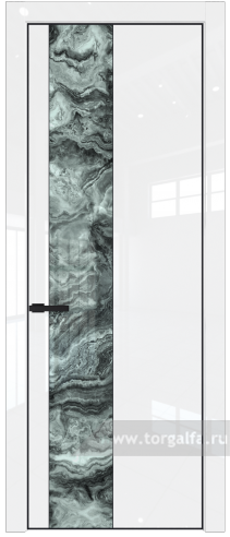 Дверь со стеклом ProfilDoors 19LA Атриум серебро с профилем Черный матовый RAL9005 (Белый люкс)
