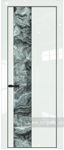 Дверь со стеклом ProfilDoors 19LA Атриум серебро с профилем Черный матовый RAL9005 ( ДаркВайт люкс)