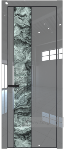 Дверь со стеклом ProfilDoors 19LA Атриум серебро с профилем Черный матовый RAL9005 (Грей люкс)