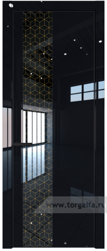 Дверь со стеклом ProfilDoors 19LA Лоран узор золото с профилем Черный матовый RAL9005 (Черный люкс)