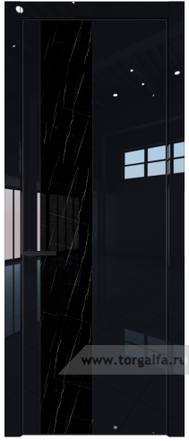 Дверь со стеклом ProfilDoors 19LA Неро мрамор с профилем Черный матовый RAL9005 (Черный люкс)