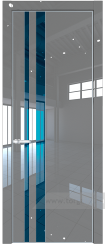 Дверь со стеклом ProfilDoors 20LA Зеркало Blue с профилем Серебро (Грей люкс)