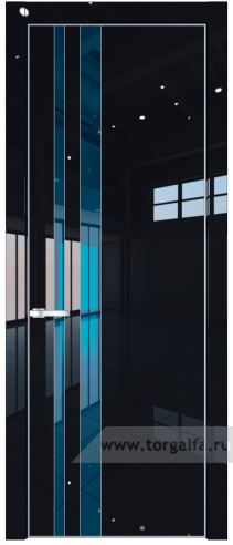 Дверь со стеклом ProfilDoors 20LA Зеркало Blue с профилем Серебро (Черный люкс)