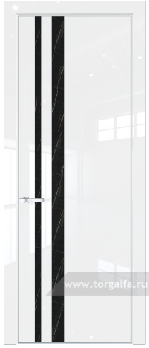 Дверь со стеклом ProfilDoors 20LA Неро мрамор с профилем Серебро (Белый люкс)