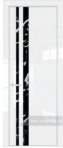 Дверь со стеклом ProfilDoors 20LA Нефи черный узор серебро с профилем Серебро (Белый люкс)