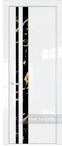 Дверь со стеклом ProfilDoors 20LA Нефи черный узор золото с профилем Серебро (Белый люкс)