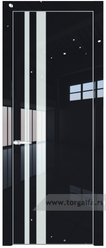 Дверь со стеклом ProfilDoors 20LA Lacobel Белый лак с профилем Серебро (Черный люкс)