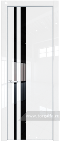 Дверь со стеклом ProfilDoors 20LA Lacobel Черный лак с профилем Серебро (Белый люкс)