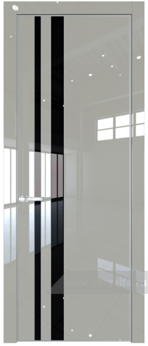 Дверь со стеклом ProfilDoors 20LA Lacobel Черный лак с профилем Серебро (Галька люкс)