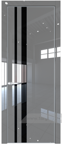 Дверь со стеклом ProfilDoors 20LA Lacobel Черный лак с профилем Серебро (Грей люкс)