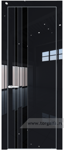 Дверь со стеклом ProfilDoors 20LA Lacobel Черный лак с профилем Серебро (Черный люкс)