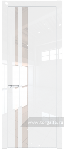 Дверь со стеклом ProfilDoors 20LA Lacobel Перламутровый лак с профилем Серебро (Белый люкс)