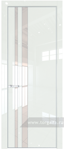 Дверь со стеклом ProfilDoors 20LA Lacobel Перламутровый лак с профилем Серебро ( ДаркВайт люкс)