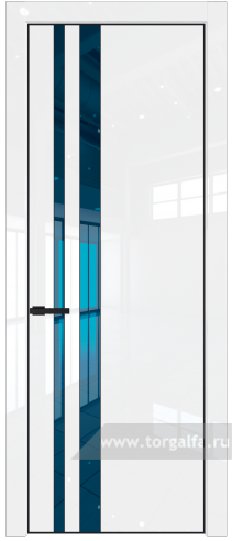 Дверь со стеклом ProfilDoors 20LA Зеркало Blue с профилем Черный матовый RAL9005 (Белый люкс)