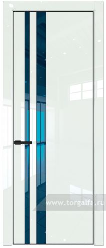 Дверь со стеклом ProfilDoors 20LA Зеркало Blue с профилем Черный матовый RAL9005 ( ДаркВайт люкс)