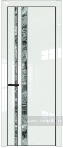 Дверь со стеклом ProfilDoors 20LA Атриум серебро с профилем Черный матовый RAL9005 ( ДаркВайт люкс)