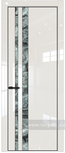 Дверь со стеклом ProfilDoors 20LA Атриум серебро с профилем Черный матовый RAL9005 (Магнолия люкс)